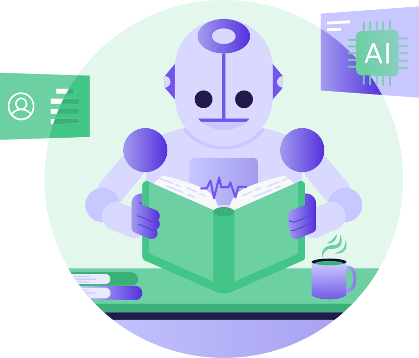 AI Robot Reading An Article